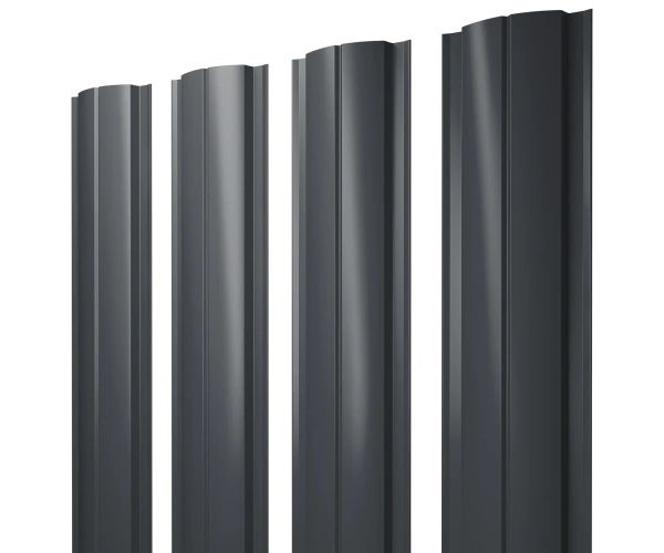 Евроштакетник Полукруглый 0,35x110 мм серый RAL 7024 1м